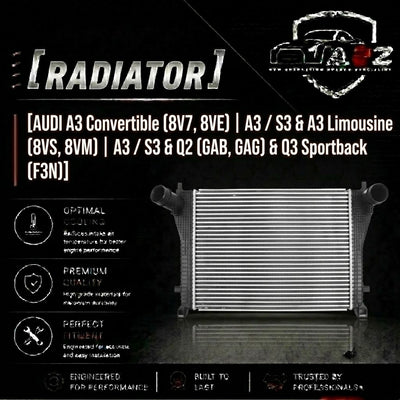 Radiator 5Q0145803N Compatible With AUDI A3 Convertible (8V7, 8VE) | A3 / S3 &  A3 Limousine (8VS, 8VM) | A3 /S3 &  Q2 (GAB, GAG) &  Q3 Sportback (F3N)