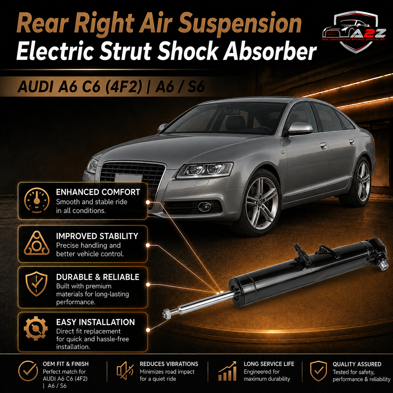 Rear Right Air Suspension  Electric Strut  Shock Absorber 4F0616032 4F0616032A 4F0616032D 4F0616032E 4F0616032F Compatible With AUDI A6 C6 (4F2) | A6 / S6