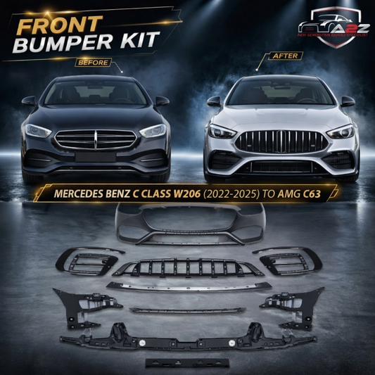 A To Z Compatible With Mercedes Benz C Class W206 (2022-2025) Front Bumper Upgrade Convert To Amg C63 Bumper Body Kit Gc W206-003 CC-9542 (Shipping Cost Not Included In Price)