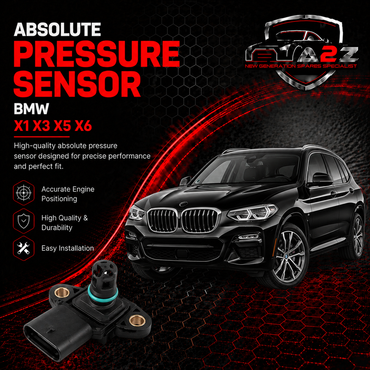 Absolute Pressure Sensor 13627843531 Compatible With BMW X1 X3 X5 X6