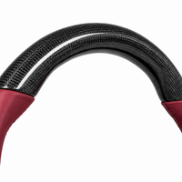 Carbon Fiber & Burgundy Smooth Leather Steering Wheel Compatible With Porsche All Models