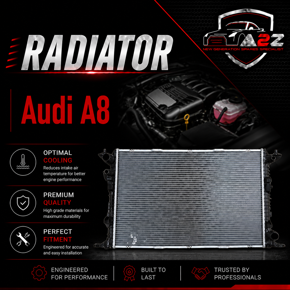 Radiator 4H0121251C Compatible With Audi A8