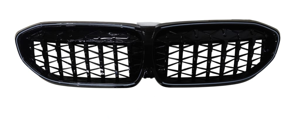 Diamond Black Show Grill With LED Light Compatible With BMW = G20 (2019-22) No.13
