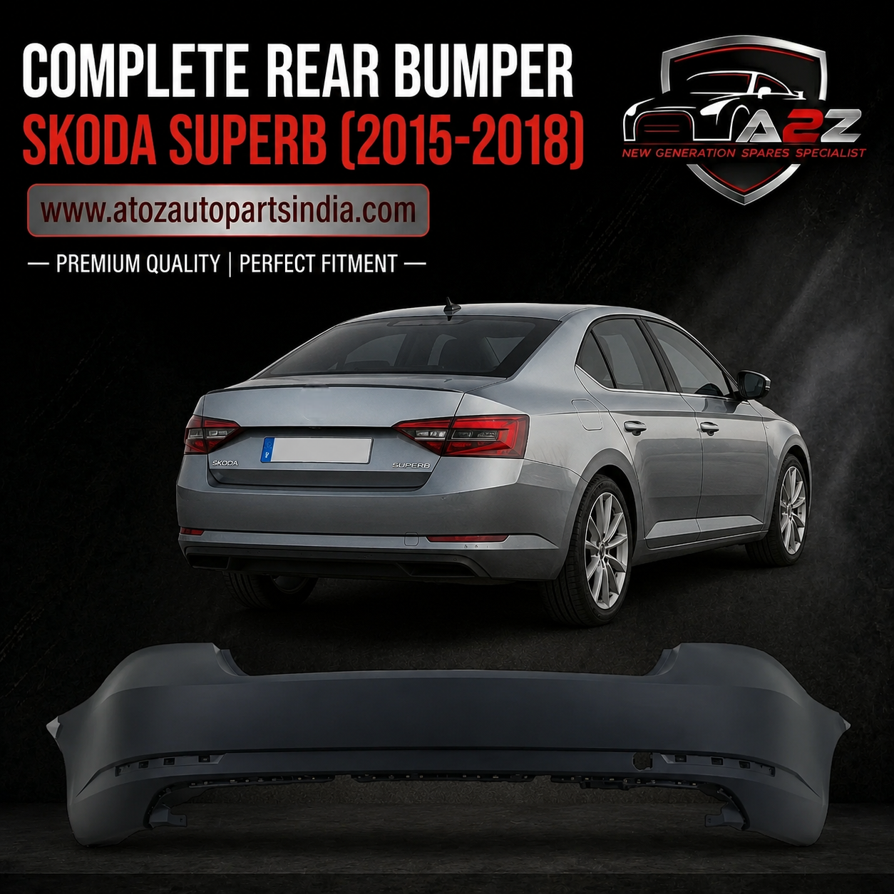 Complete Rear Bumper 3V5807421 Compatible With Skoda Superb (2015-2018) Tag No.703
