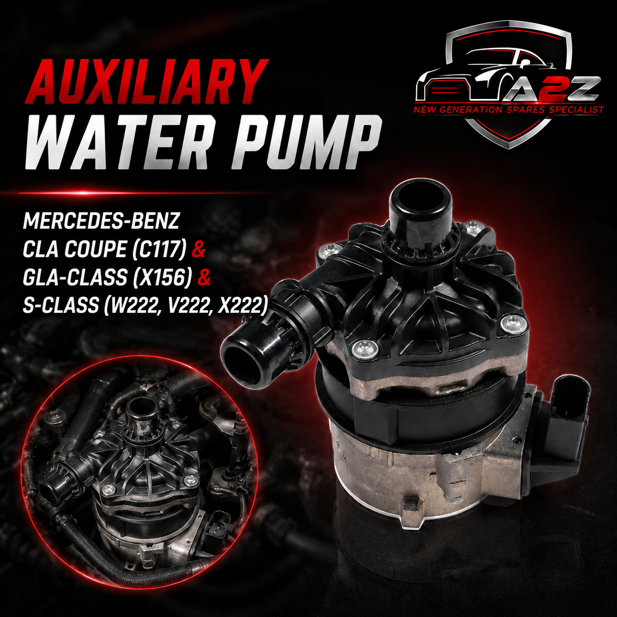 Auxiliary Water Pump A0005001986 0005001986 Compatible With MERCEDES-BENZ CLA Coupe (C117) & GLA-CLASS (X156) & S-CLASS (W222, V222, X222) Tag No.15