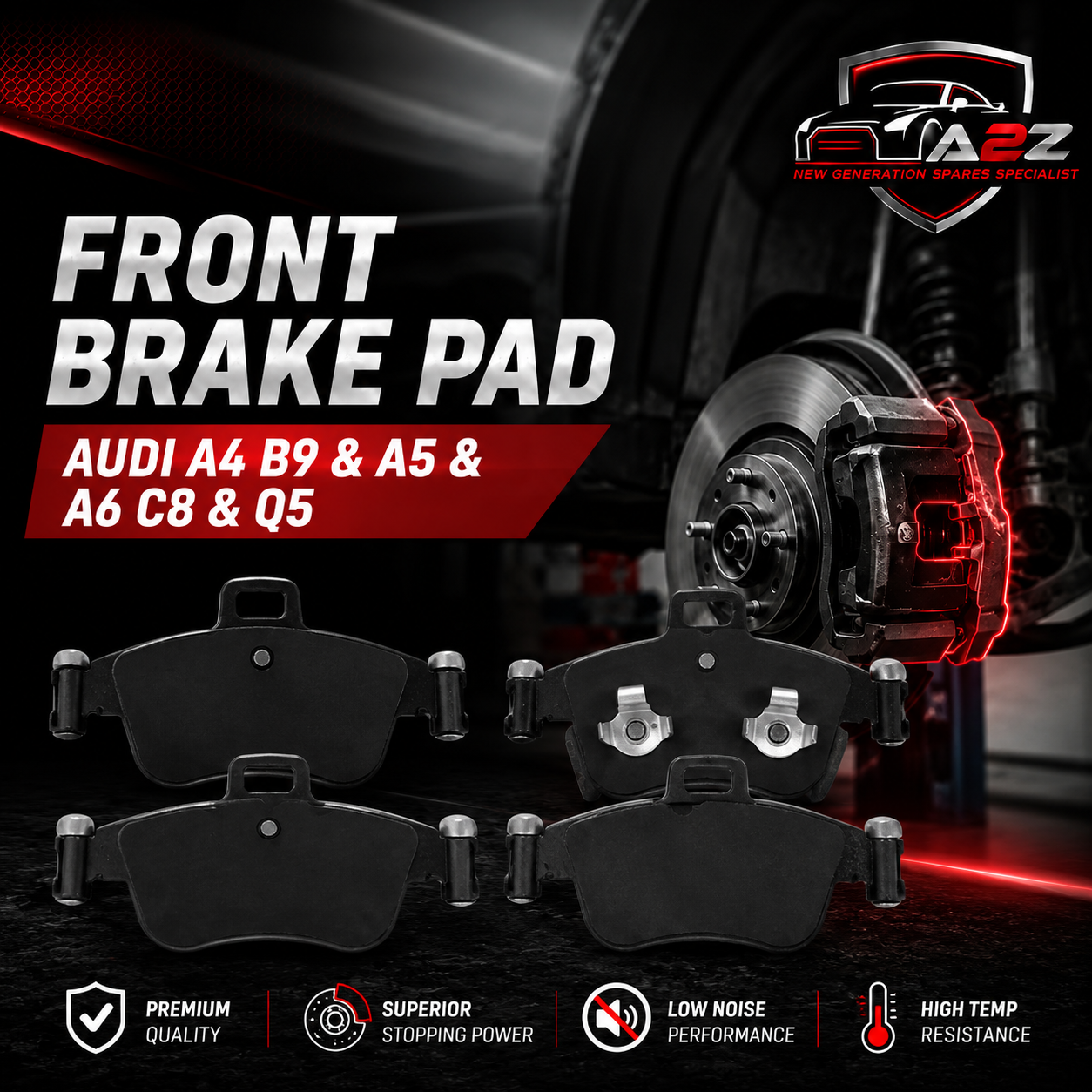 Front Brake Pad 8W0698151AC 2240201 P85164 Compatible With AUDI A4 B9 & A5 & A6 C8 & Q5