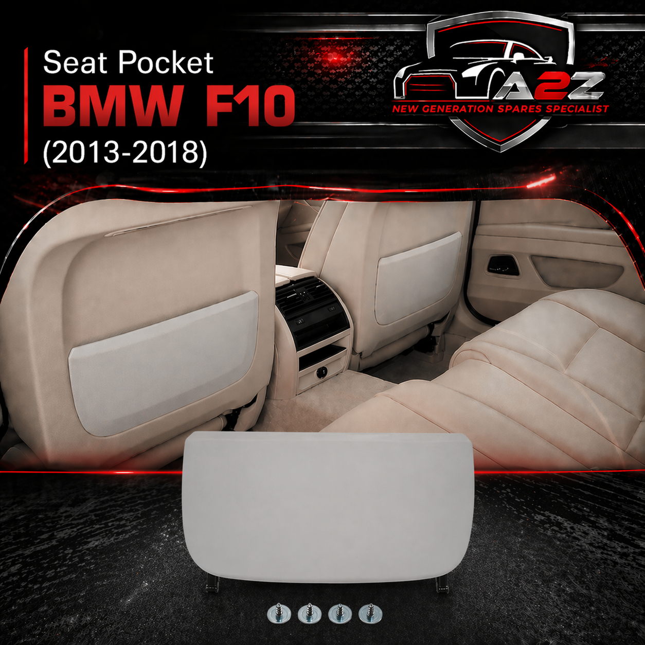 Oyster Seat Storage Pocket Cover 52107319049 Compatible With BMW 5 Series F10 T-2(L-Type Fitting)