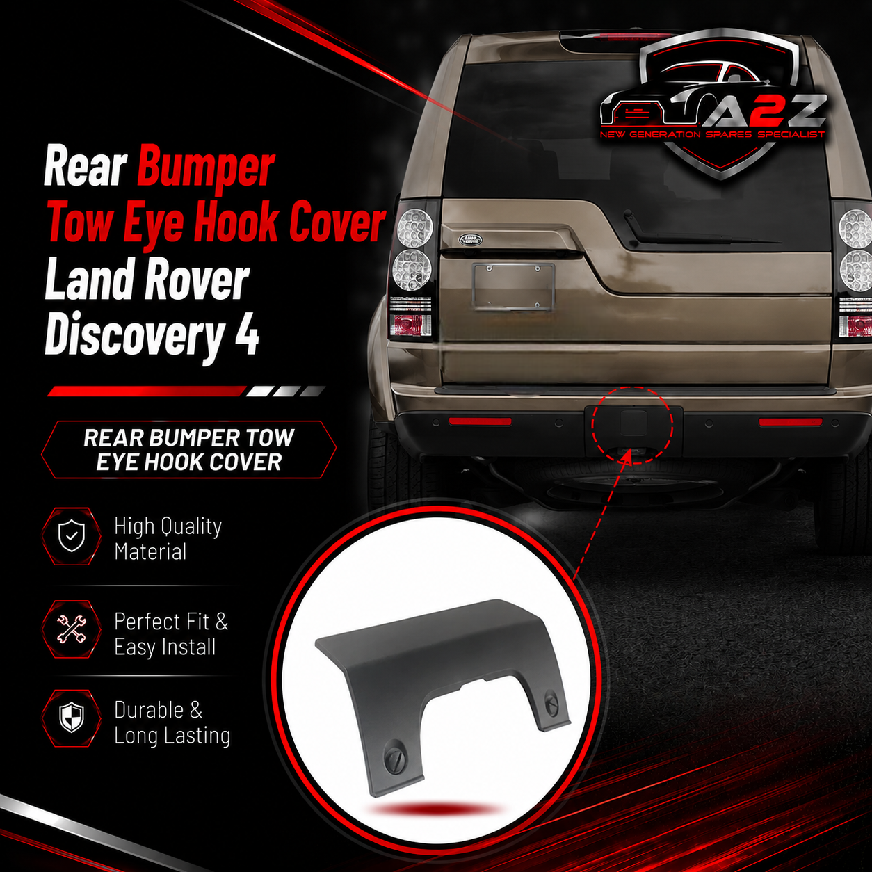 Rear Bumper Tow Eye Hook Cover DPO500011PCL Compatible With Land Rover Discovery 4