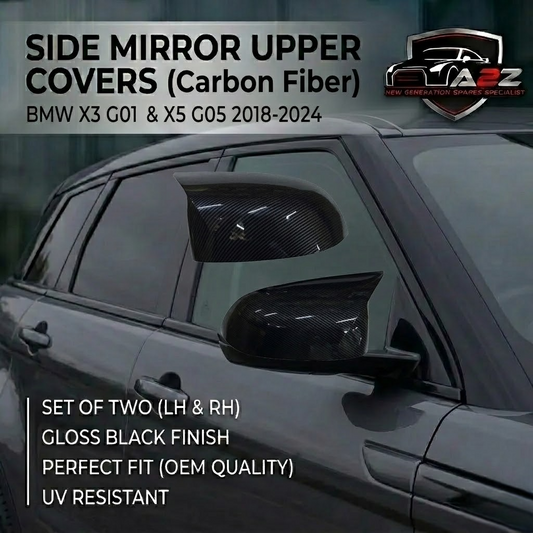 Side Mirror upper cover (Side Mirror cover) Carbon Fiber Horn Model Left 51168496623 &  Right 51168496623 Compatible With BMW X3 G01 & X5 G05 2018-2024 TAG-SMC-70