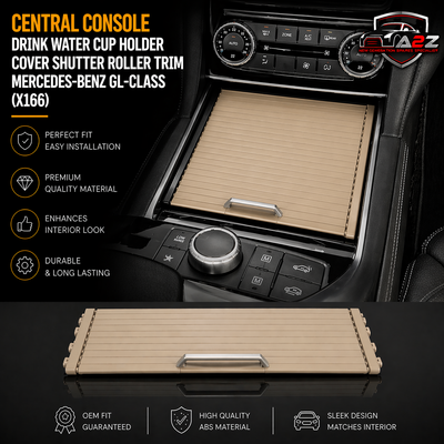 Beige Central Console Drink Water Cup Holder Cover Shutter Roller Trim 1668303814-8N84 Compatible With MERCEDES-BENZ GL-CLASS (X166) & GLE Coupe (C292) & GLS (X166)