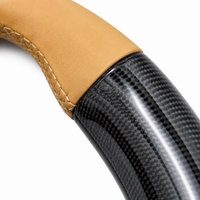 Carbon Fiber & Beige Smooth Leather Steering Wheel Compatible With Porsche All Models
