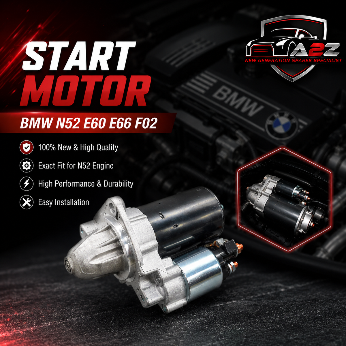 Start Motor 12412344243 Compatible With BMW N52 E60 E66 F02