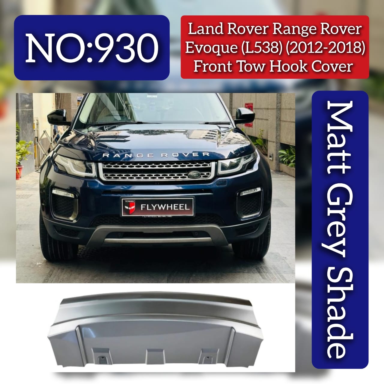 Front Tow Hook Cover Matt Grey Shade Compatible With Land Rover Range Rover Evoque (L538) (2012-2018) Tag No.930