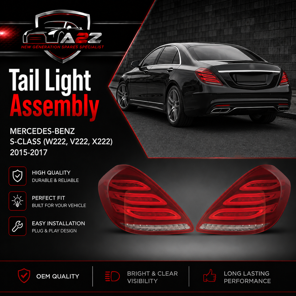Tail Light Rear Lamp Compatible With MERCEDES-BENZ S-CLASS (W222, V222, X222) 2015-2017 Tail Light Rear Lamp Left A2229065401  & Right A2229065501