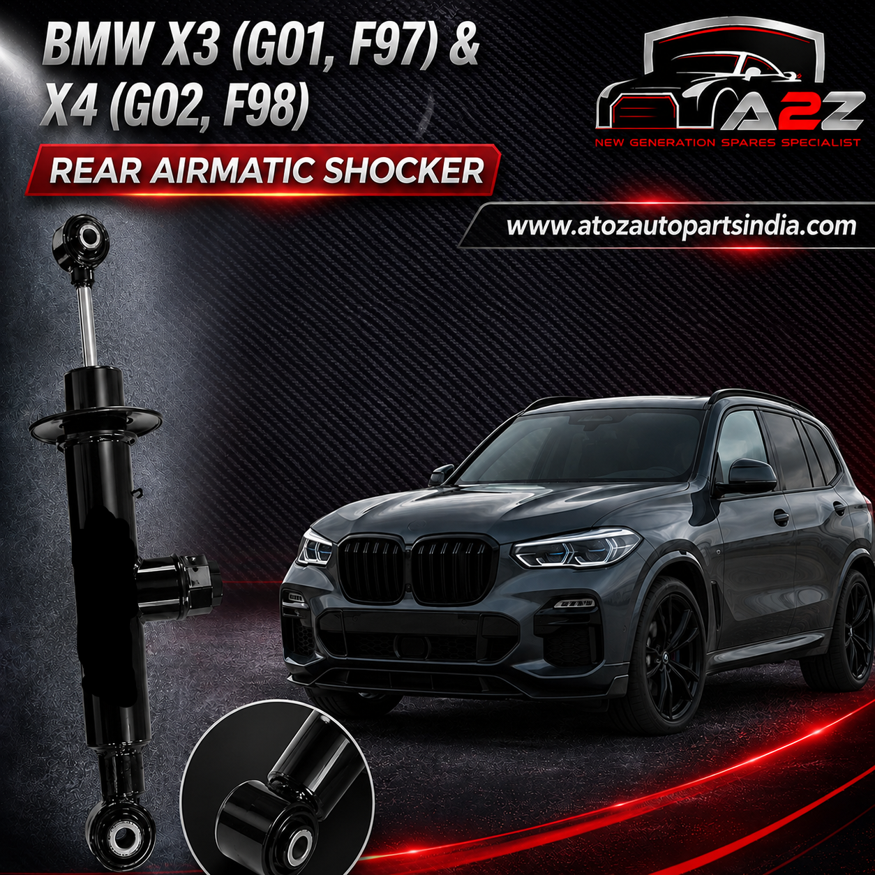 Rear Air Suspension Electric Shock Absorber Strut 37106887148 37106887152 Compatible With BMW BMW X3 (G01, F97) & X4 (G02, F98) (2017-24)