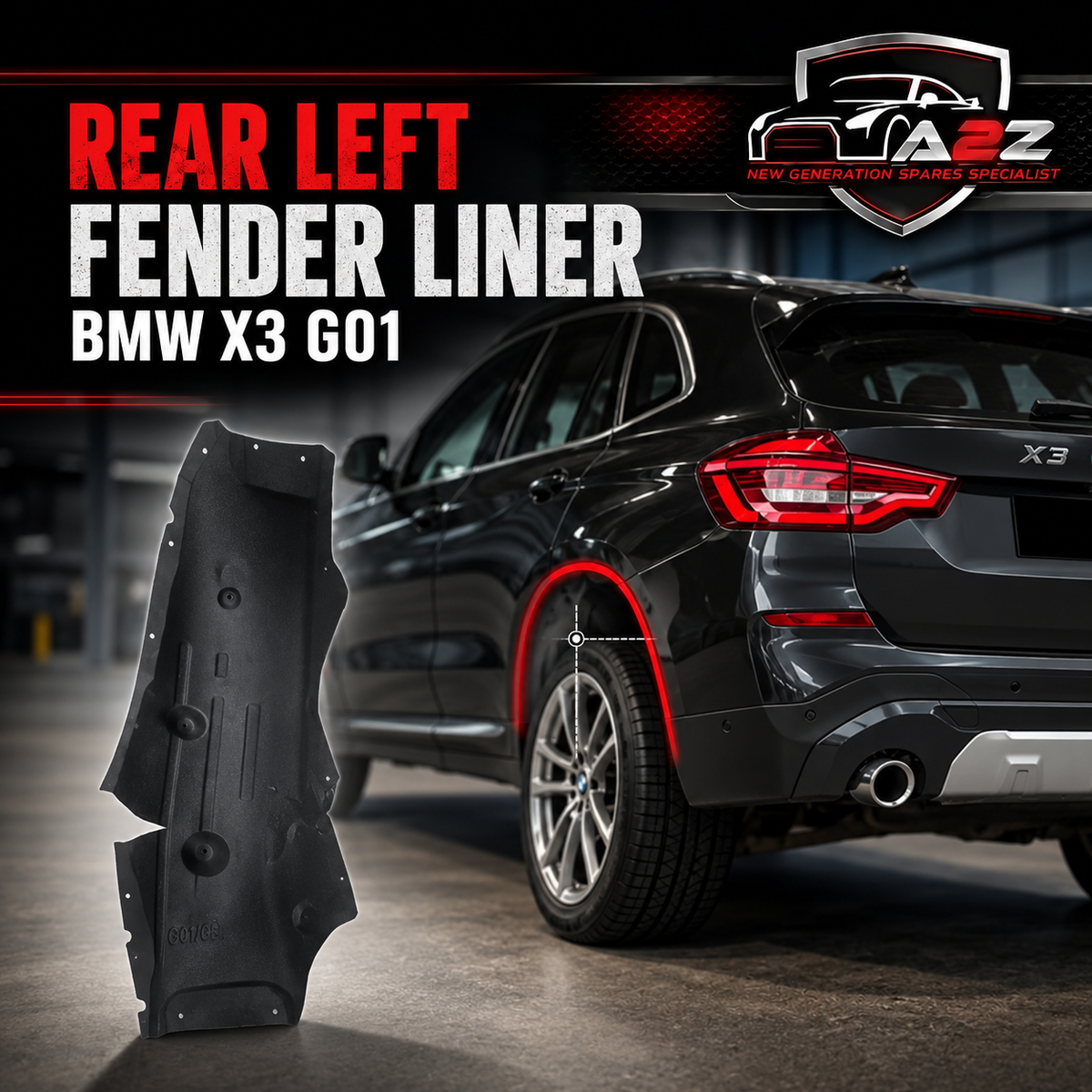 Rear Left Fender Liner 51717394819 Compatible With BMW X3 G01 Tag-FE-53