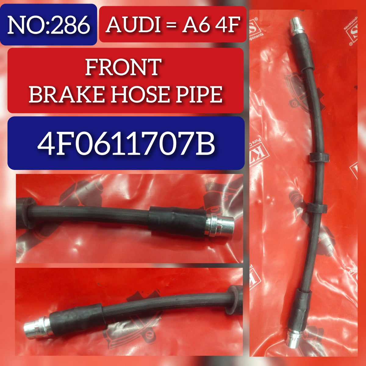 Front Brake Hose Pipe 4F0611707B  Compatible with AUDI  A6 4F Tag-H-286