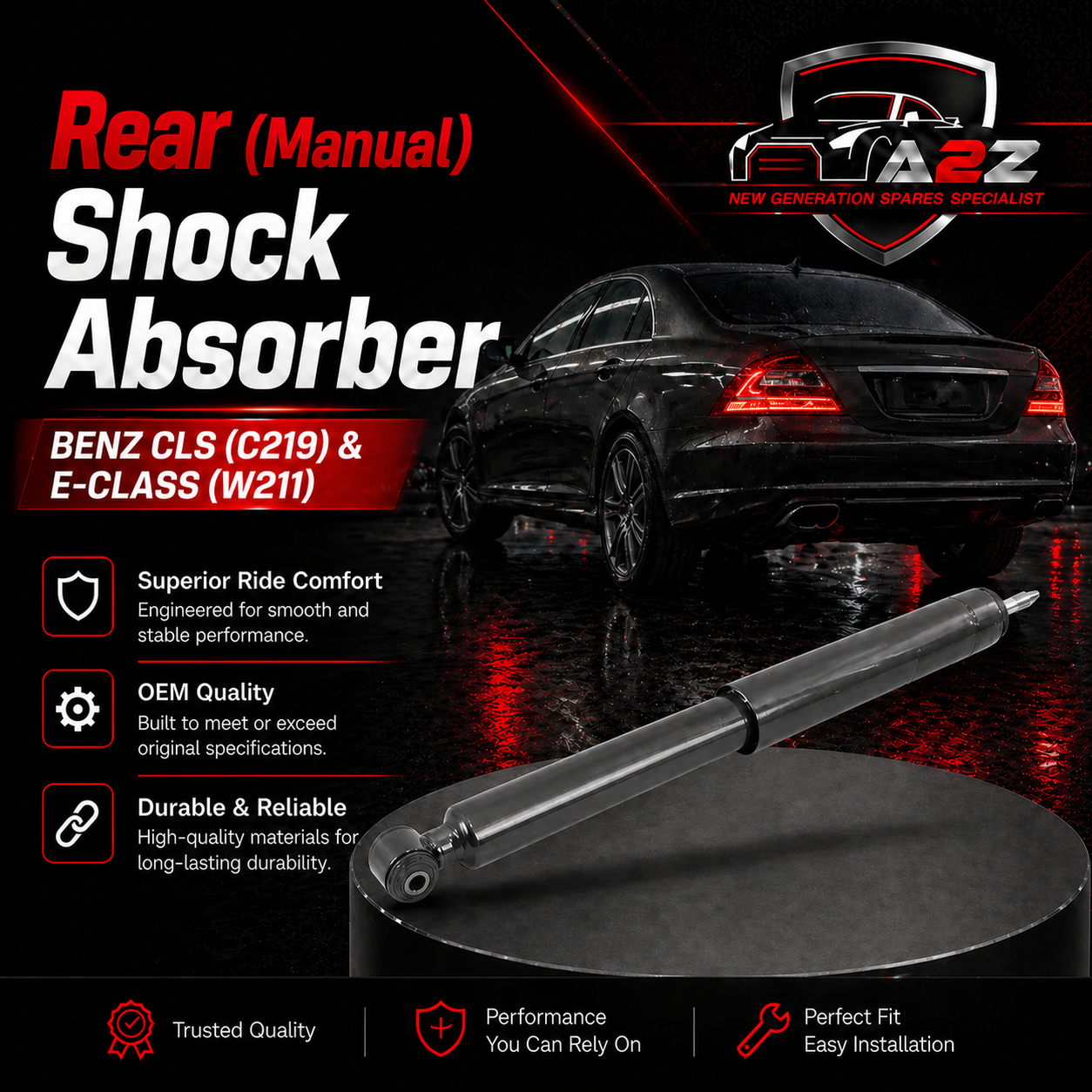 Rear (Left & Right Same) Shock Absorber 2113265100 2113260900 Compatible With MERCEDES-BENZ CLS (C219) &  E-CLASS (W211) (1PCS)