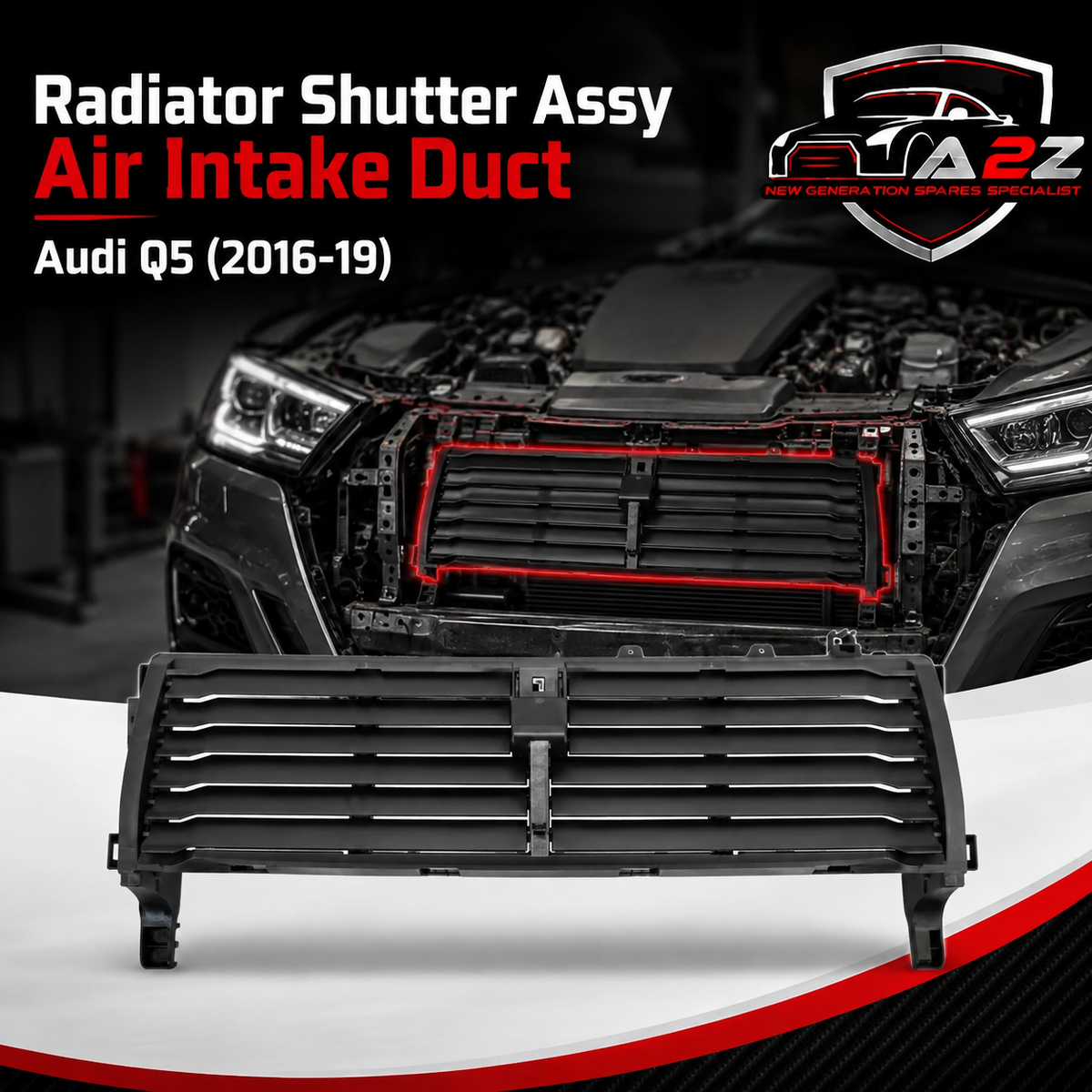 Radiator Shutter Assy Air Intake Duct 80A121223 Compatible With Audi Q5 (2016-19)