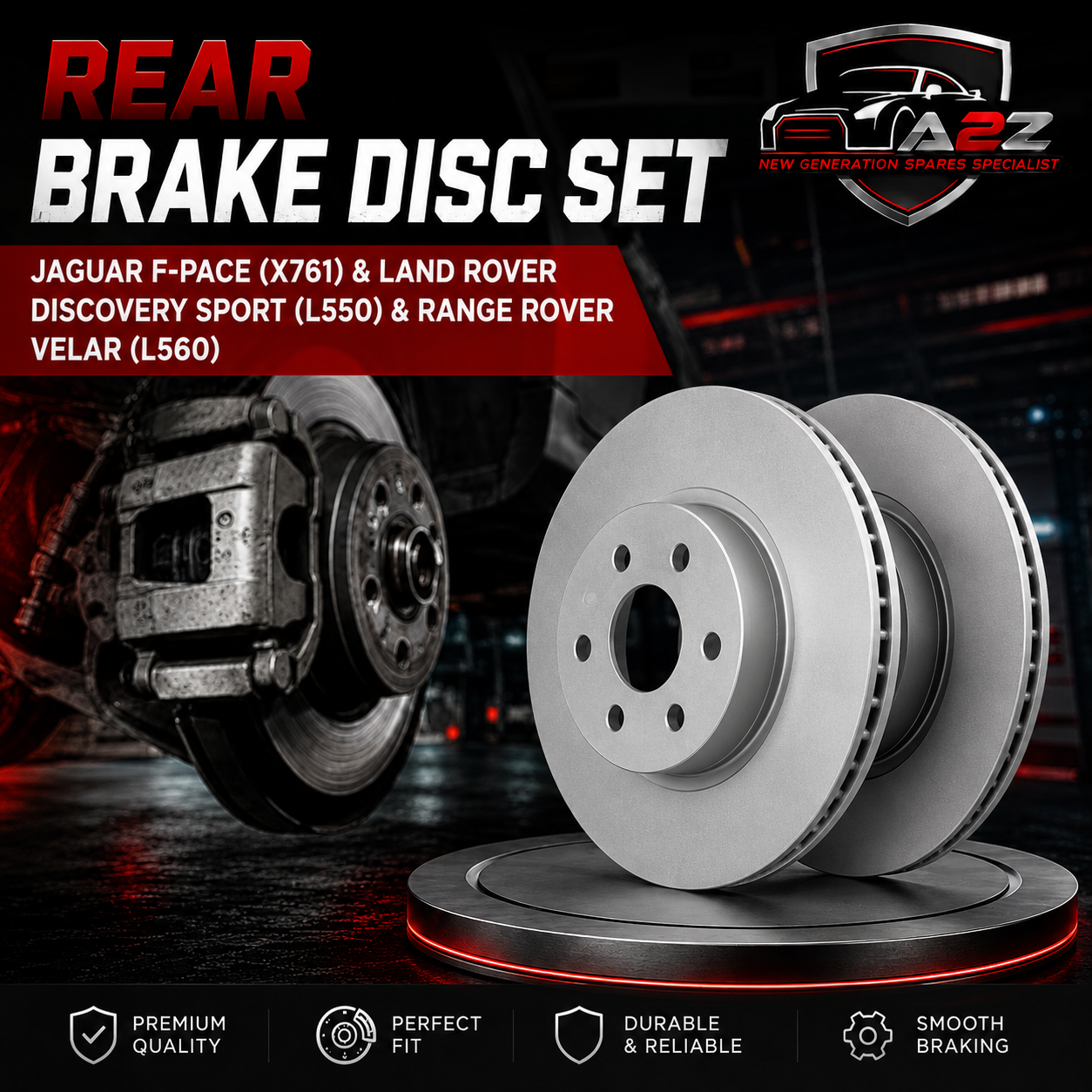 Rear Brake Disc Set LR090699 T4A2061 Compatible With JAGUAR F-PACE (X761) &  LAND ROVER DISCOVERY SPORT (L550) & RANGE ROVER VELAR (L560)