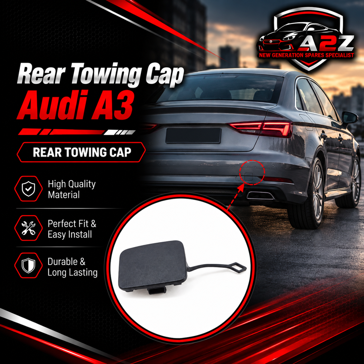 Rear Towing Cap 8V5807441 Compatible With Audi A3 (2013-2015) Tag NO:2