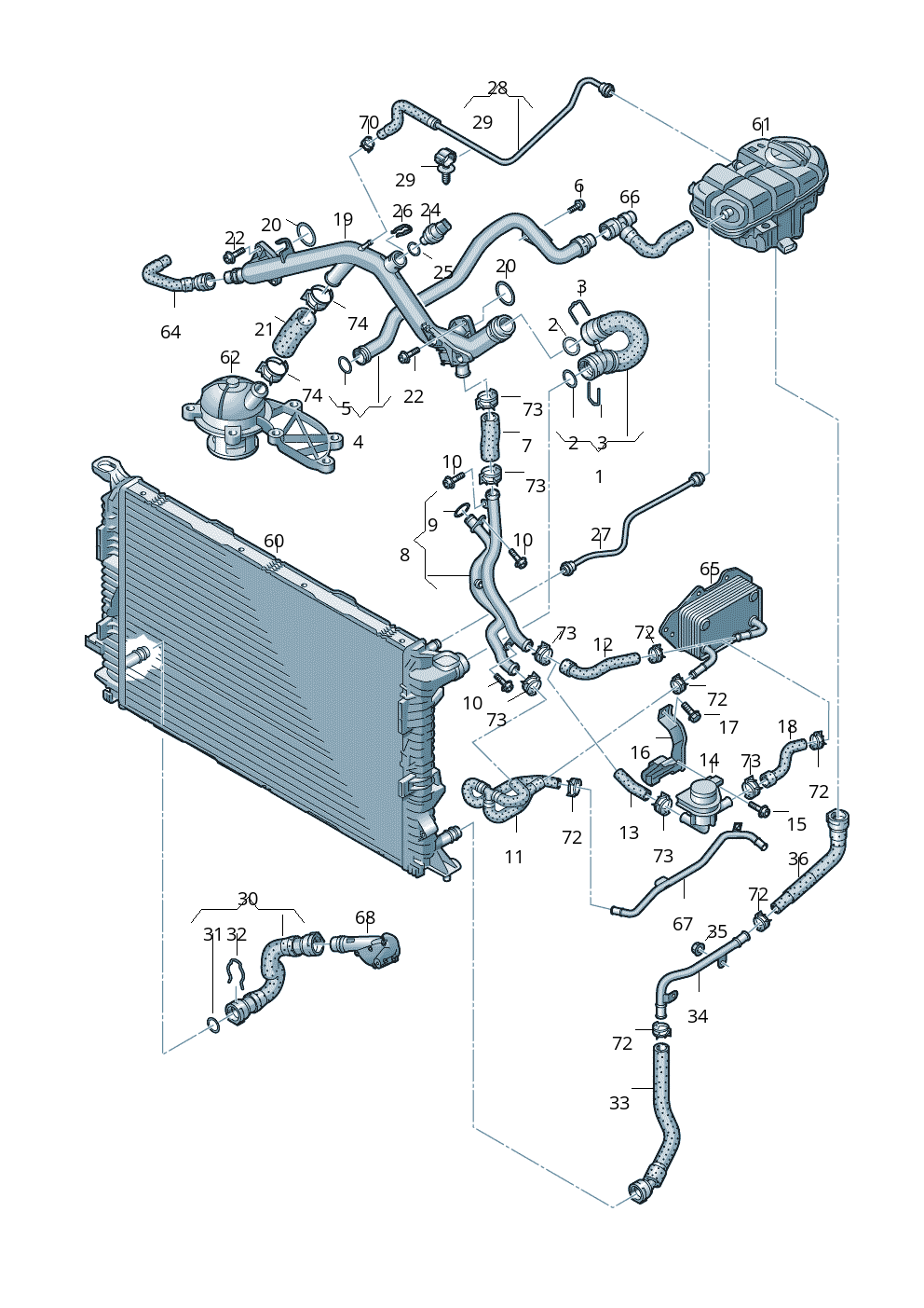 Automotive coolant Hose 4G0121081AJ Compatible With AUDI A6 C7 (4G2, 4GC) | A6 / S6