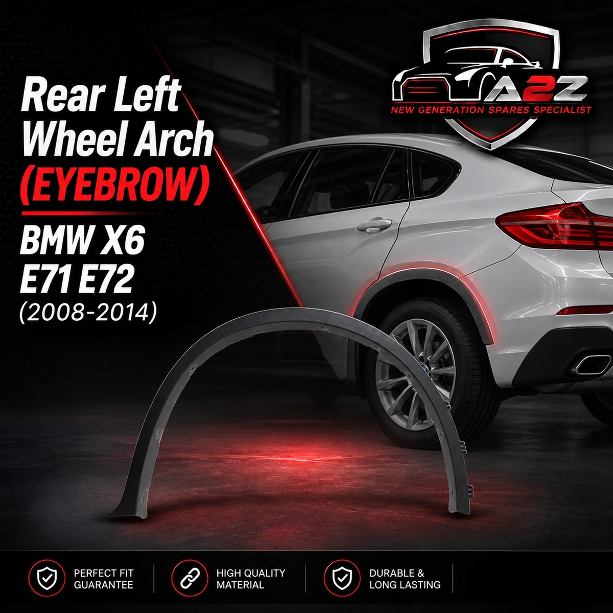 Rear Left Wheel Arch (EYEBROW) 51777176329 Compatible With BMW X6 E71 & E72 (2008-2014) Tag No.101