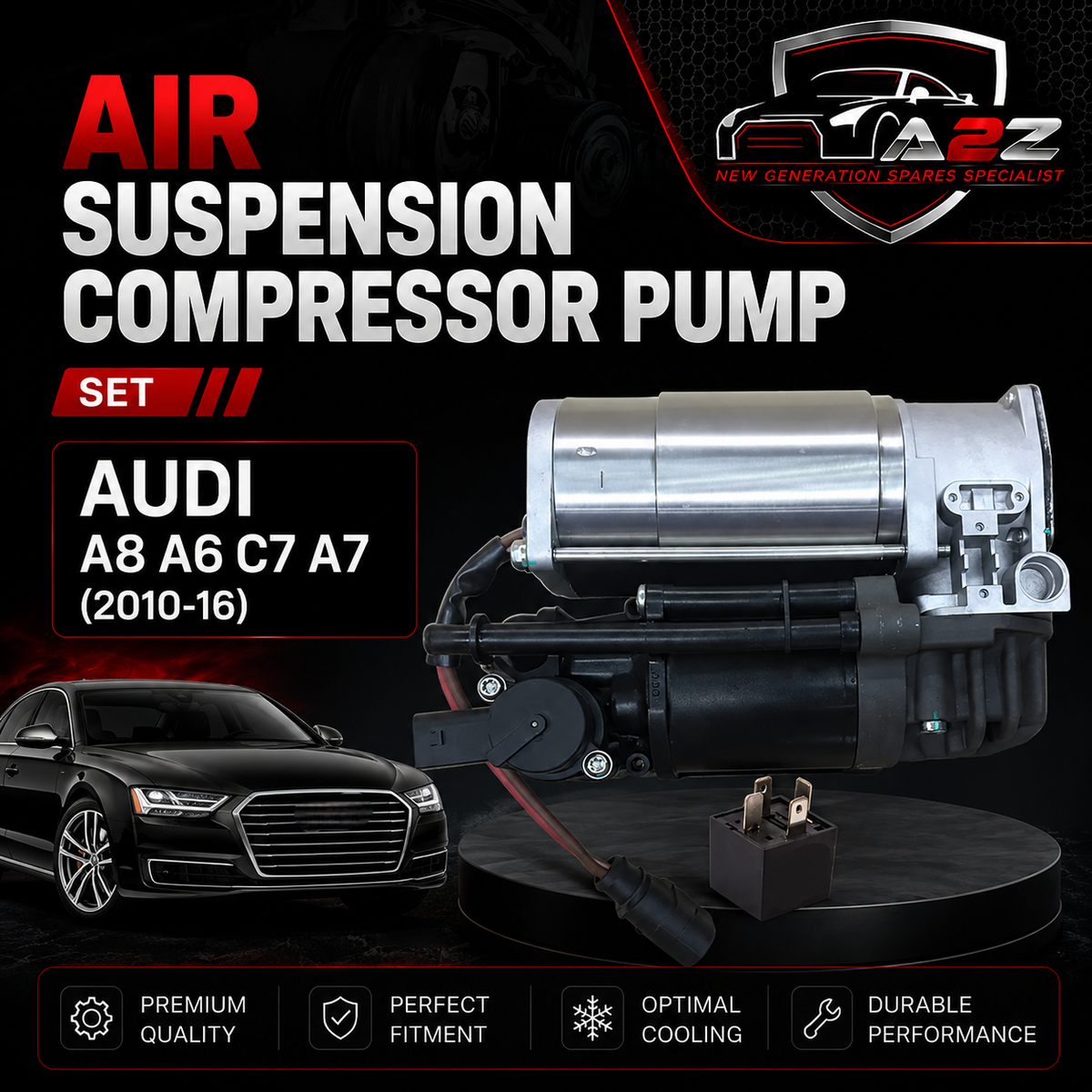 Air Suspension Compressor Pump 4H0616005A/B/C/D Compatible With Audi A8 A6 C7 A7 (2010-16)