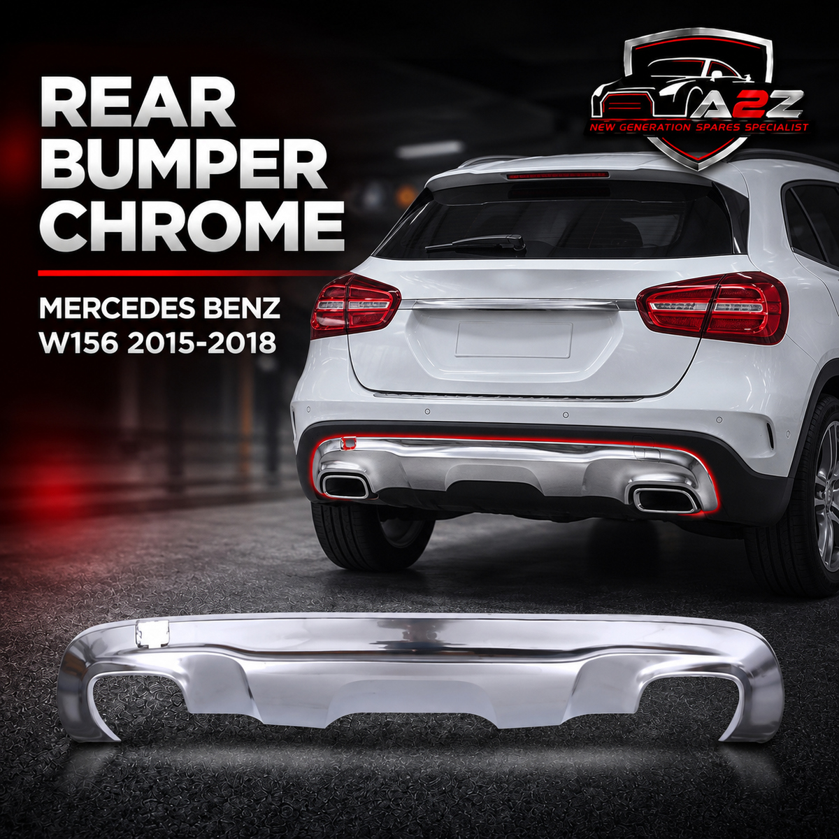 Rear Bumper Chrome 1568850925 Compatible With MERCEDES BENZ GLA-CLASS W156 2015-2018 Tag No.202