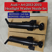Headlight Washer Nozzle Left 8KD955101 & Right 8KD955102 Compatible With Audi A4 (2013-2015)