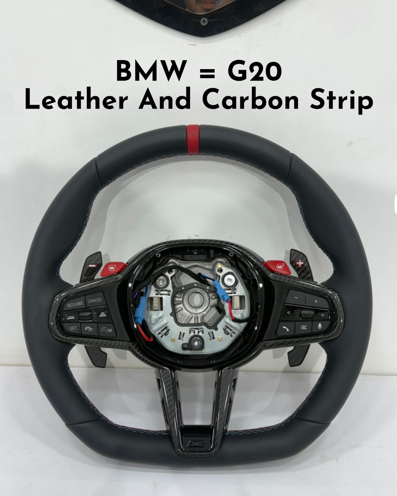 BMW Steering Wheel Leather & Carbon Strip Compatible With BMW G20