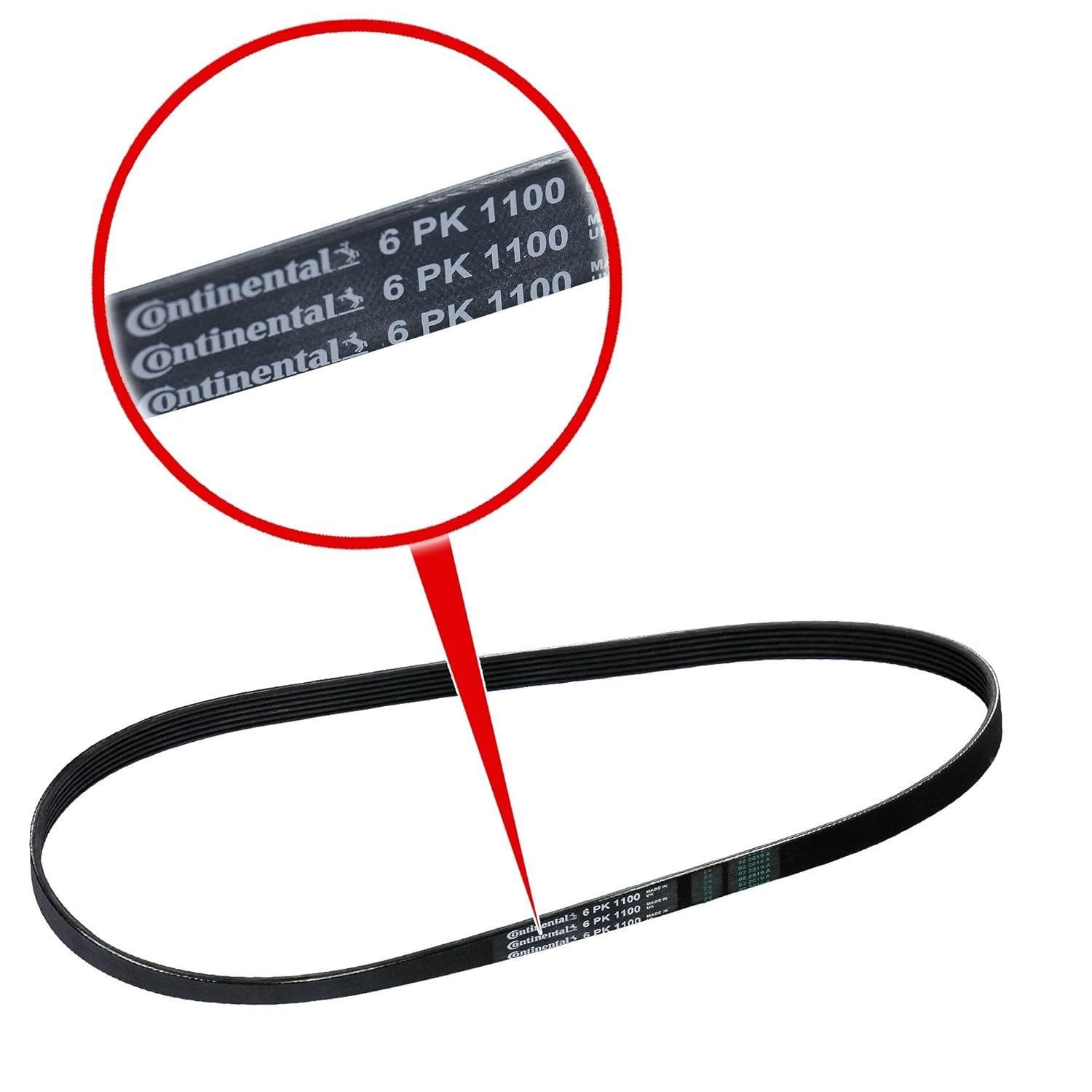 Multi RIB Belt 6PK1100 06J260849F 06Q903137A 1K0260849B Compatible With AUDI A6 C7 (4G2, 4GC) | A6 / S6, Q3 (8UB, 8UG)  (CONTINENTAL)