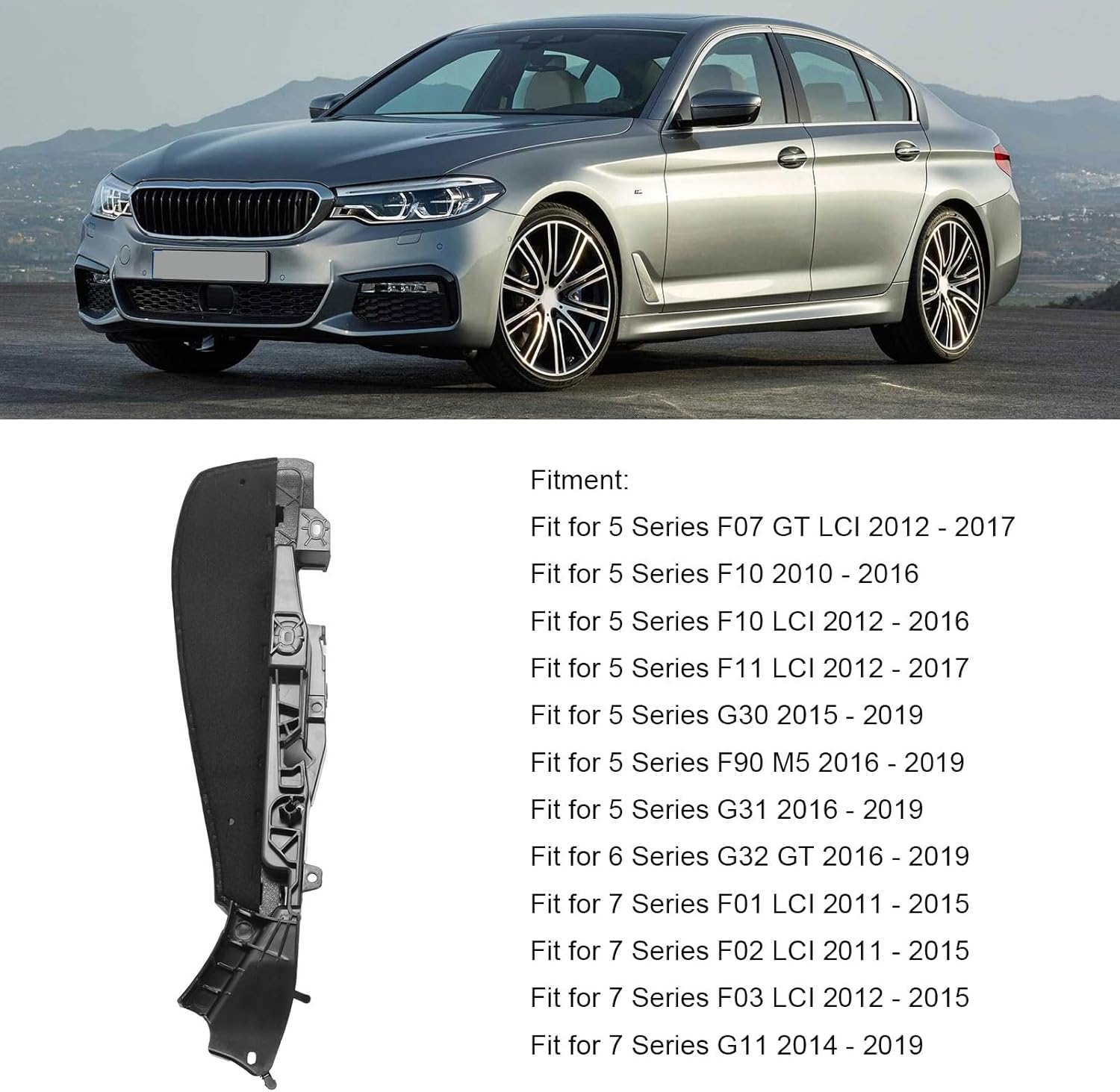 Front Seat Side Bracket Track Panel Black 52107317459 & 52107317458 Compatible With BMW 5/7/X5/X6 Series F10 F07 G30 G32 F01 F02 G11 G12 F15 F16 F85 F90