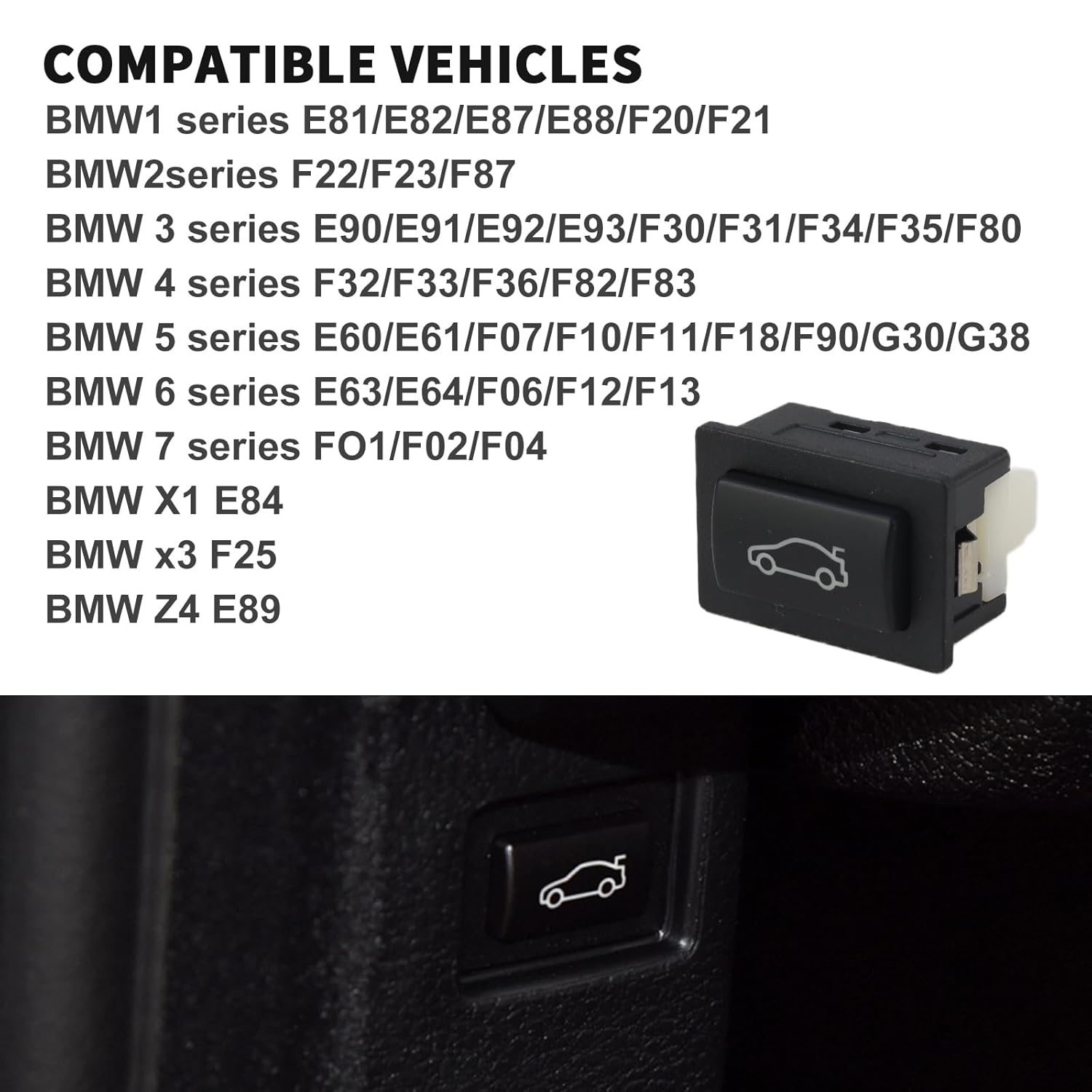 Steering Wheel Trunk Switch 61319200316  61316921846 Compatible with BMW 1 Series F20 & 3 Series F30 & 5 Series F10, X1 E84 Tag-SW-81
