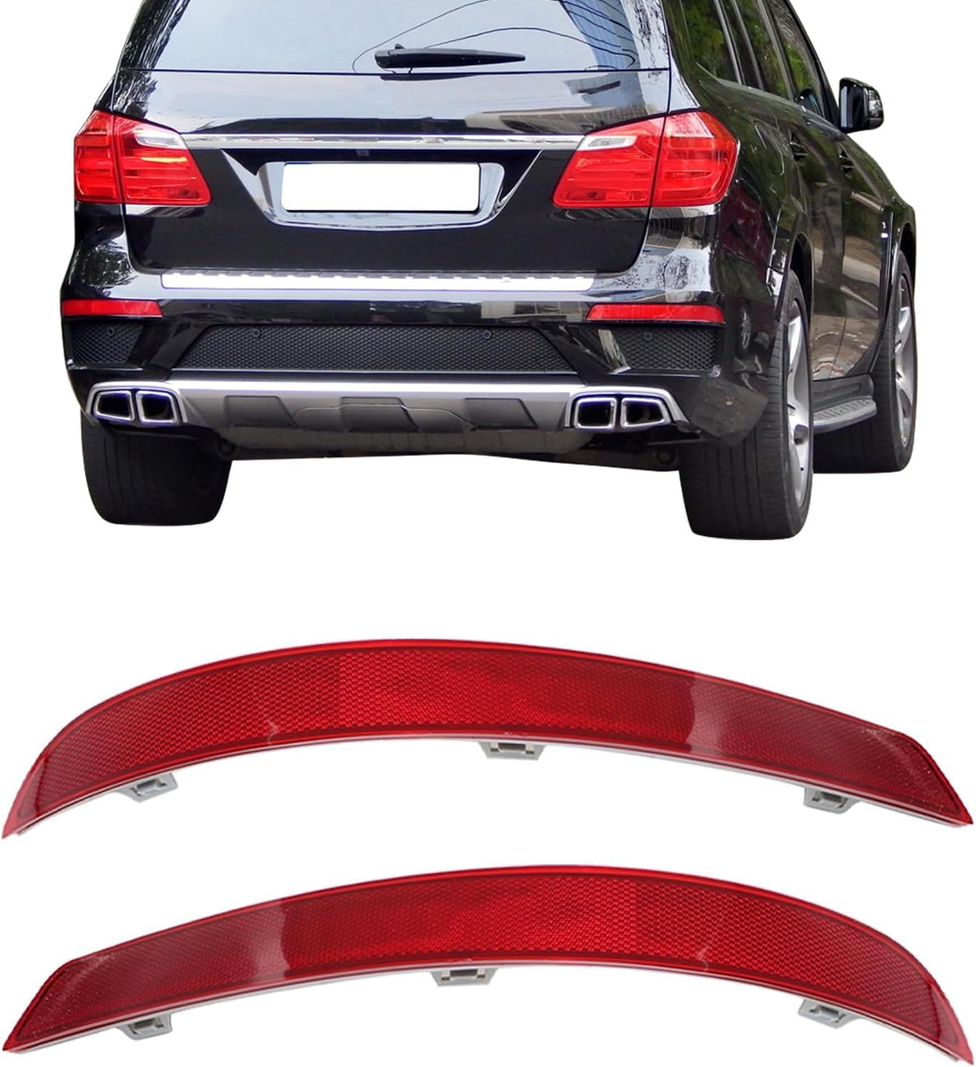 Rear Bumper Reflector Compatible With MERCEDES-BENZ GL-CLASS X166 Rear Bumper Reflector Left 1668200473  & Right 1668200474 Tag-RB-101