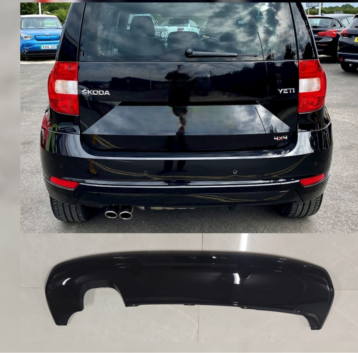 Rear Bumper Spoiler Glossy Black 5L6807835F Compatible With Skoda Yeti (2014-2017) Tag No.701B
