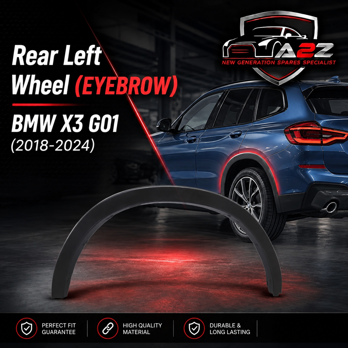 Rear Left Wheel Eyebrow 51777400669 Compatible With BMW X3 G01 LCI (2018-2024) Tag No.205