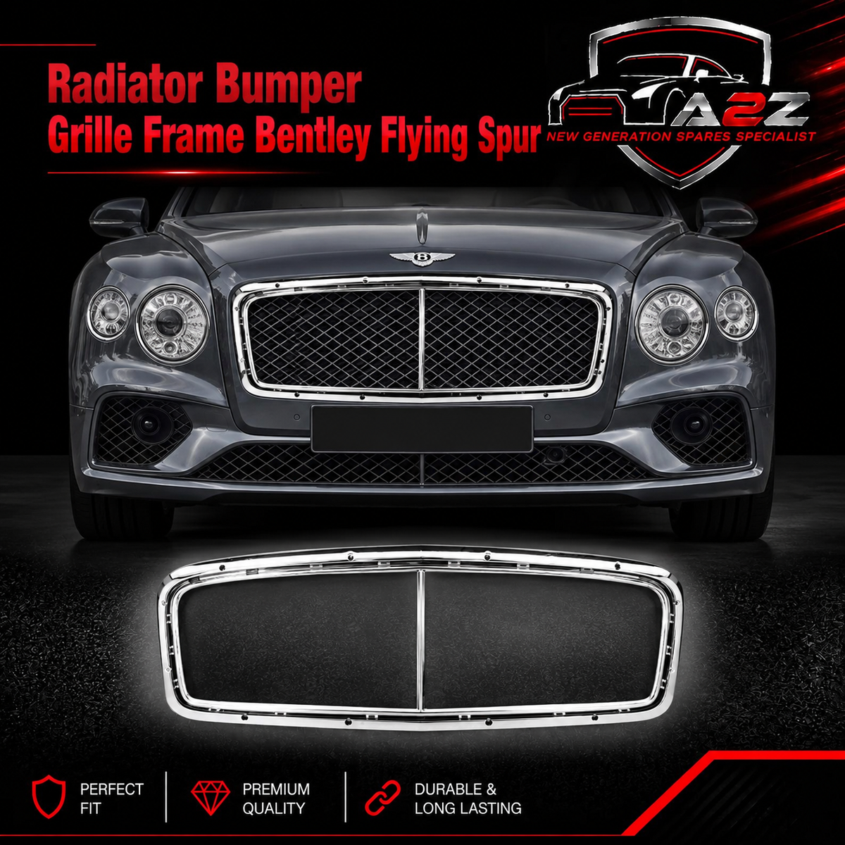 Radiator Bumper Grille Frame 4W0853667B Compatible With Bentley Flying Spur