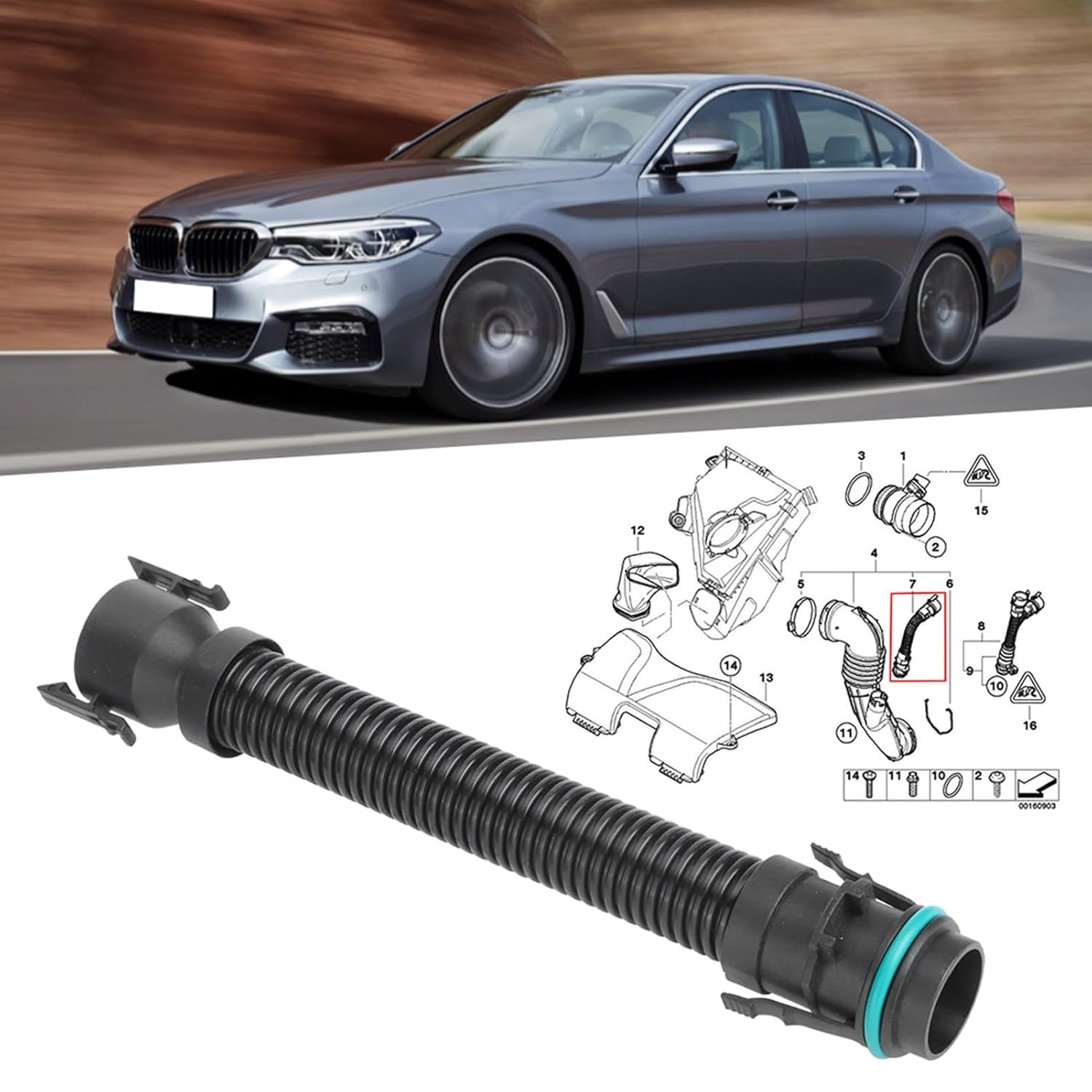 Air Intake Hose Pipe 13717803842 Compatible With BMW E60/E84/E70/E90/F01/F02/F07/F10/F15/F25 Tag No.903