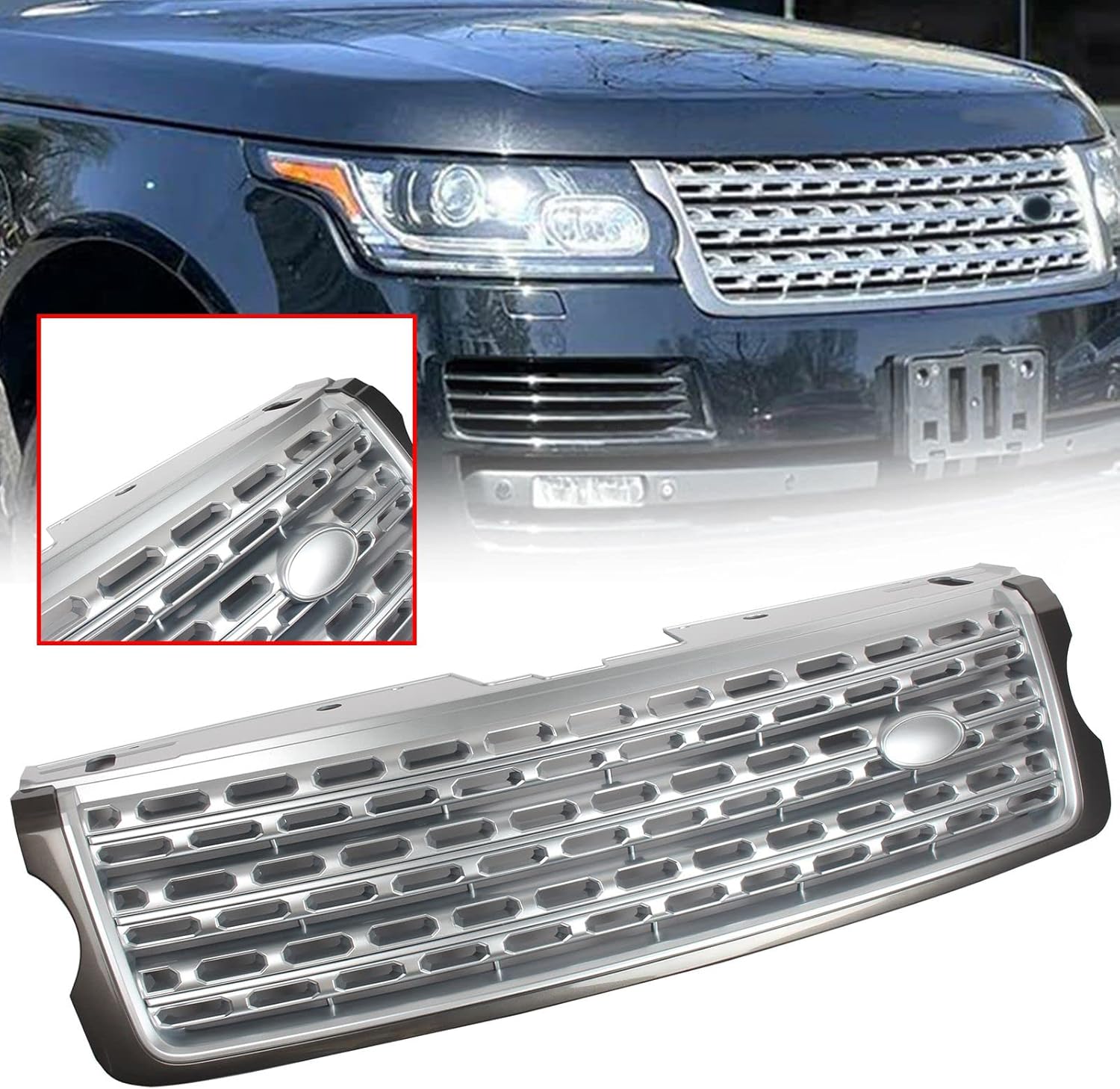 Silver Show Grill LR055880 LR077427 Compatible With RANGE ROVER VOGUE (L405) (2013-2017) Tag No.23