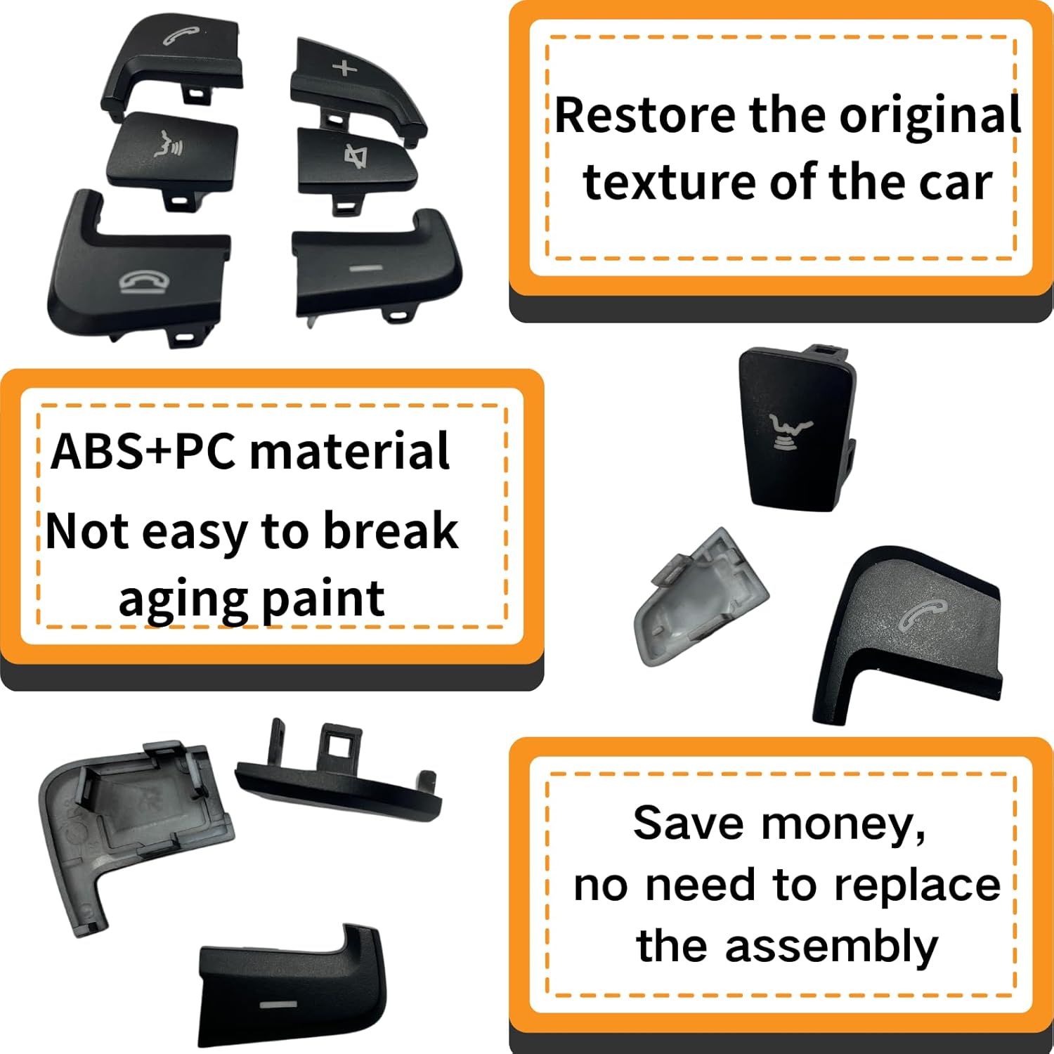 Steeromg wheel buttons Black Left:A09990506009107  Black Right:A09990507009107 Compatible With Mercedes Benz A/B/CLA/CLS/GLA/SL/SLC/GLS/GLE  W166 W156 W246 W176 W117 W218 W231 W172 W292