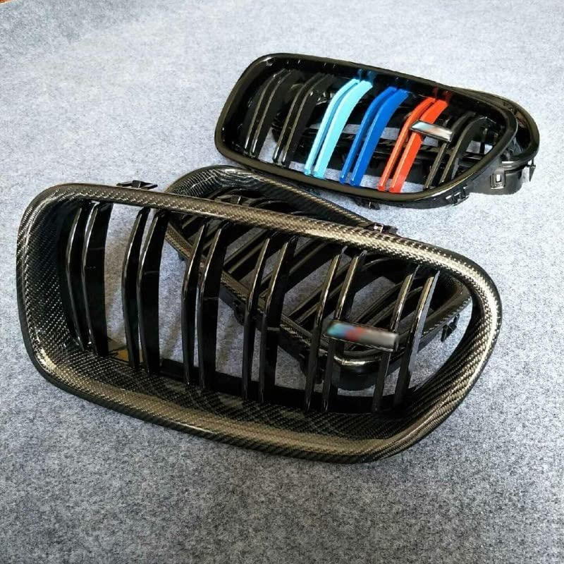 Front Bumper Grill Compatible With Bmw X5 F15 2014-2018 X6 F16 2015-2019 Front Bumper Grill Carbon Fiber Look M Colour