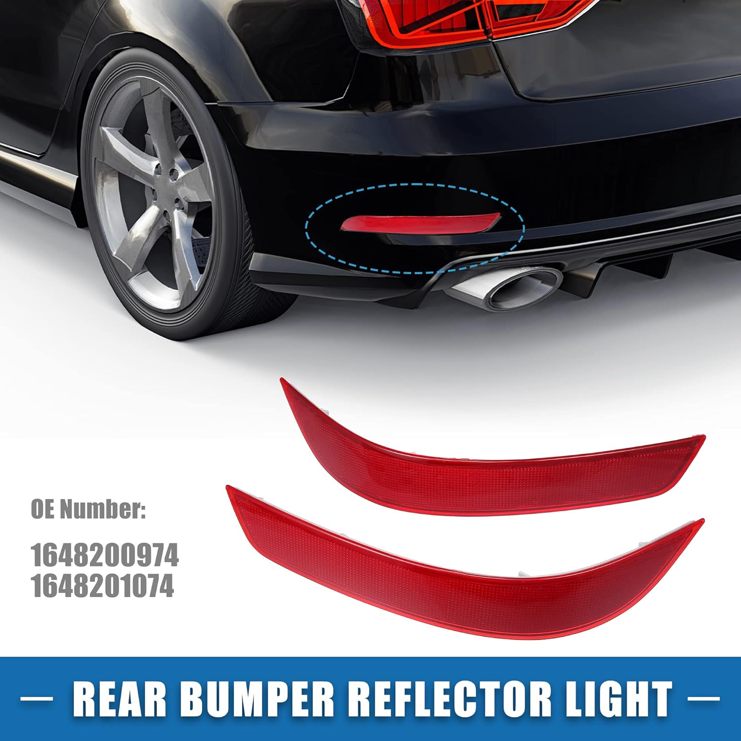 Rear Bumper Reflector Compatible With Mercedes Benz GL W164  Rear Bumper Reflector Left 1648200974 & Right 1648201074 Tag No.104
