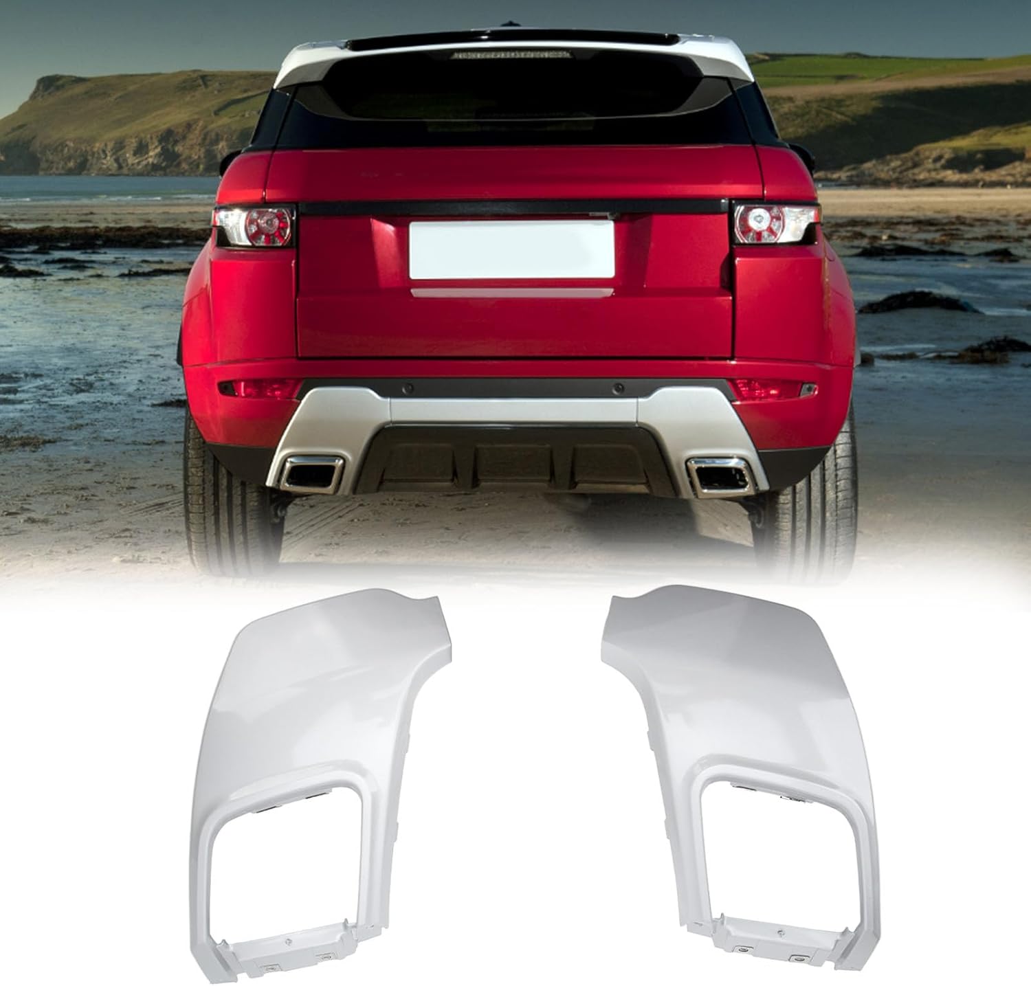 Rear Bumper Spoilers Silver Right LR028087 & Left LR028089 Compatible With Land Rover Range Rover Evoque - L538 (2012-2019) Tag No.8