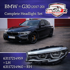 Complete Headlight Assy Left 63117214959 & Right 63117214960 (Without Blaster) Compatible With BMW 5 Series G30 (2017-2020) Tag No.64