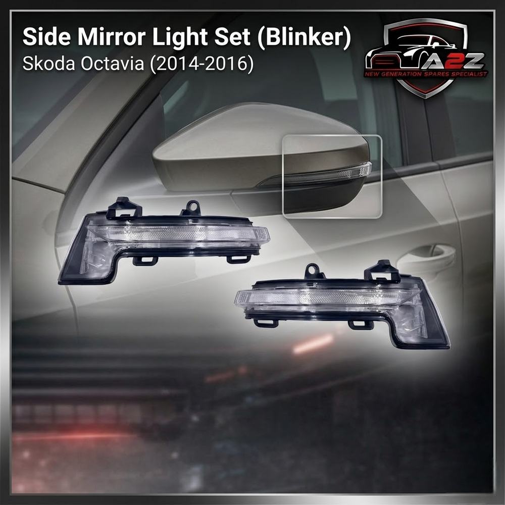 Side Mirror Light Set (Blinker) Right 5E0949102 & Left 5E0949101  Compatible With SKODA OCTAVIA III (5E3, NL3, NR3) Tag No.158