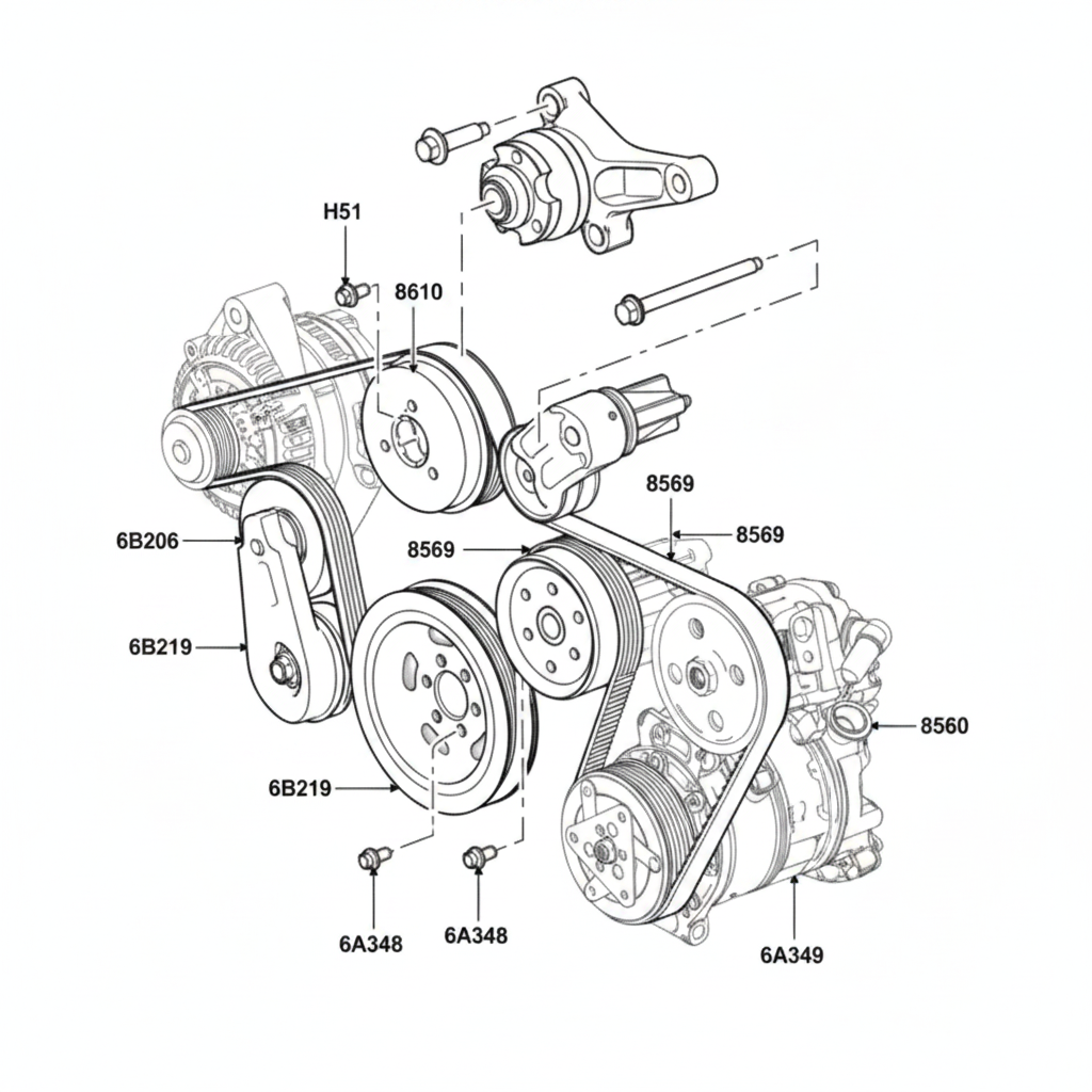Belt Tensioner With Pulley LR016140 Compatible With LAND ROVER DISCOVERY IV (L319) | LR4 & RANGE ROVER SPORT I (L320)