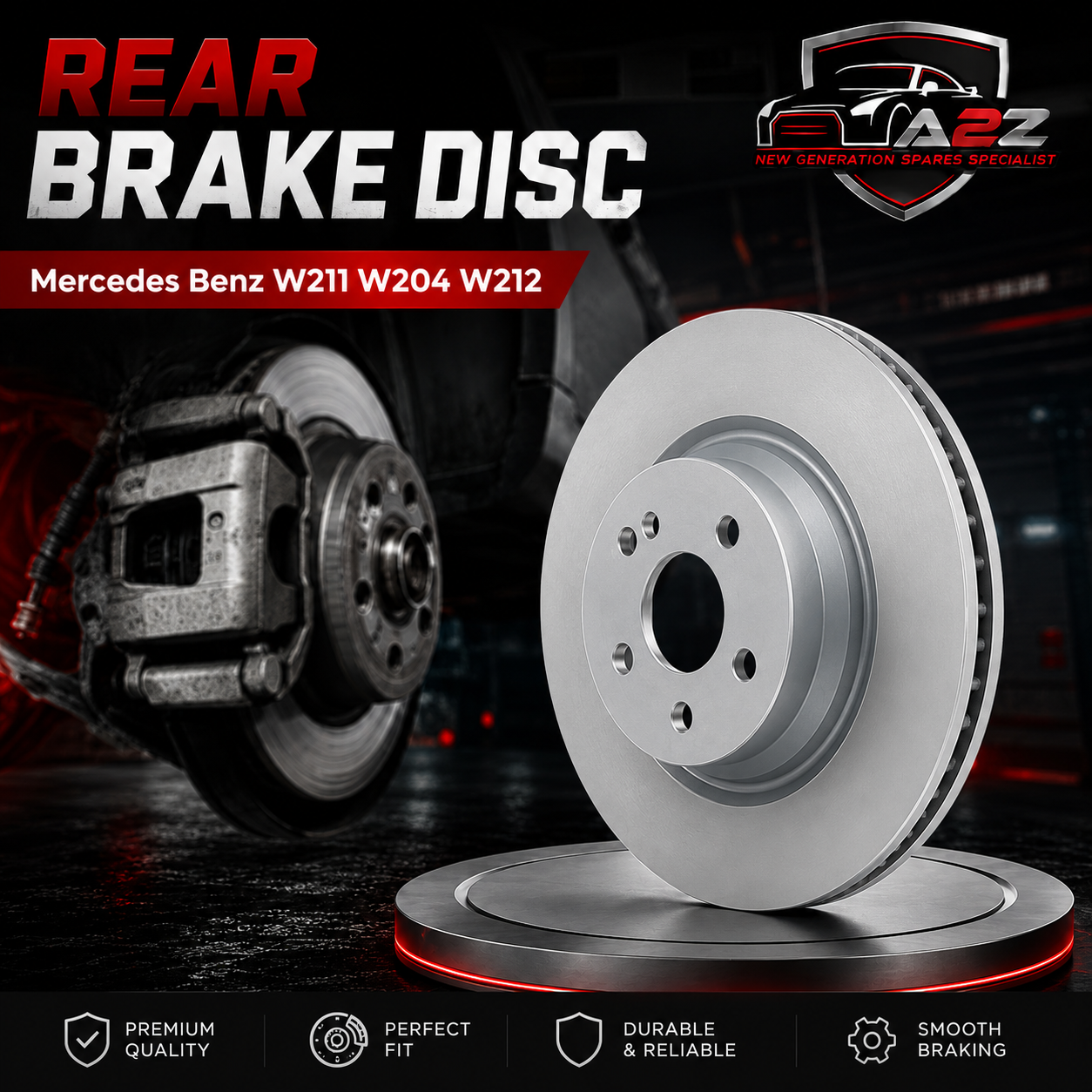 Rear Brake Disc Set 2114230912 Compatible With Mercedes Benz W211 W204 W212