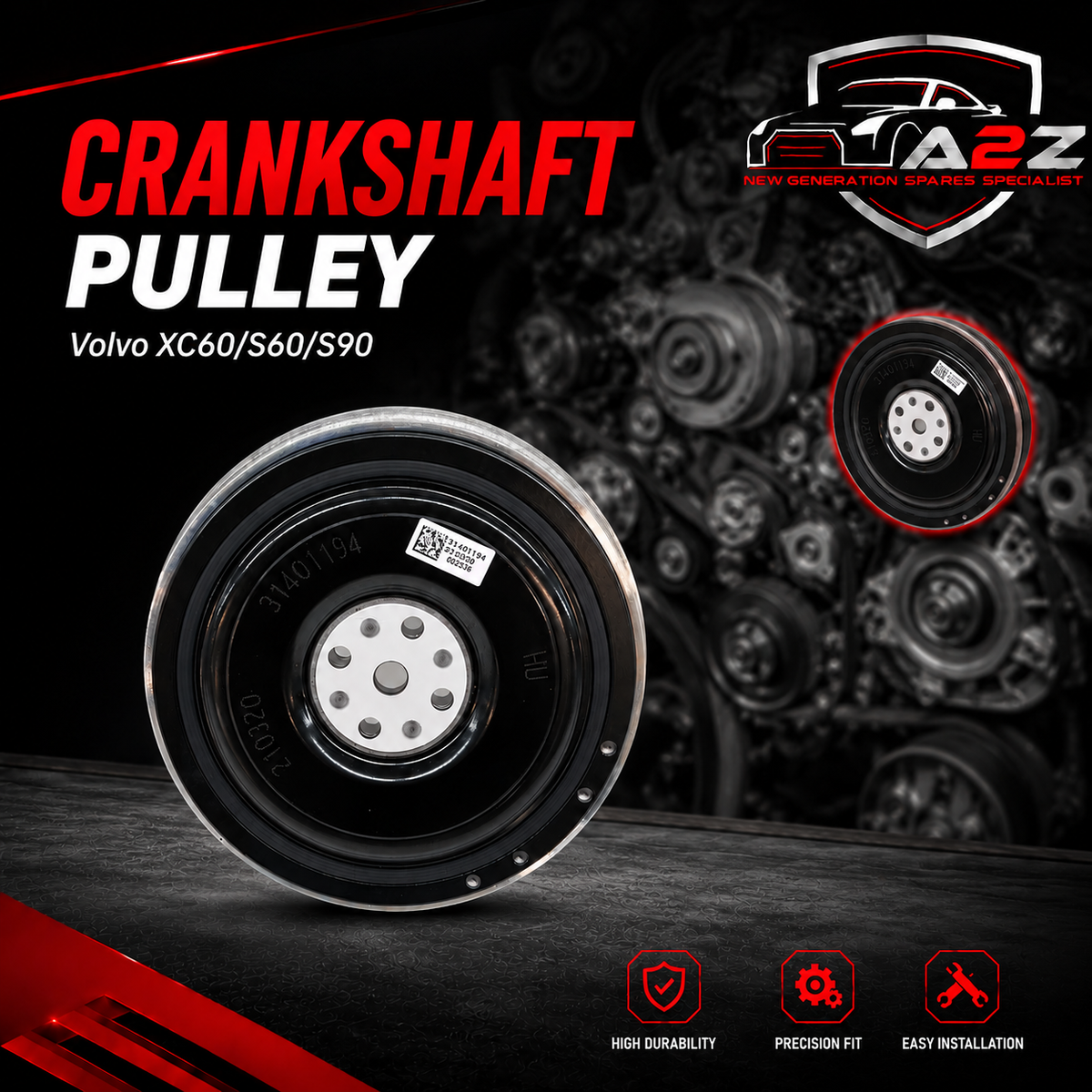 Crankshaft Pulley 31401194 & 31316097 & 32249369 Compatible With Volvo XC60/S60/S90