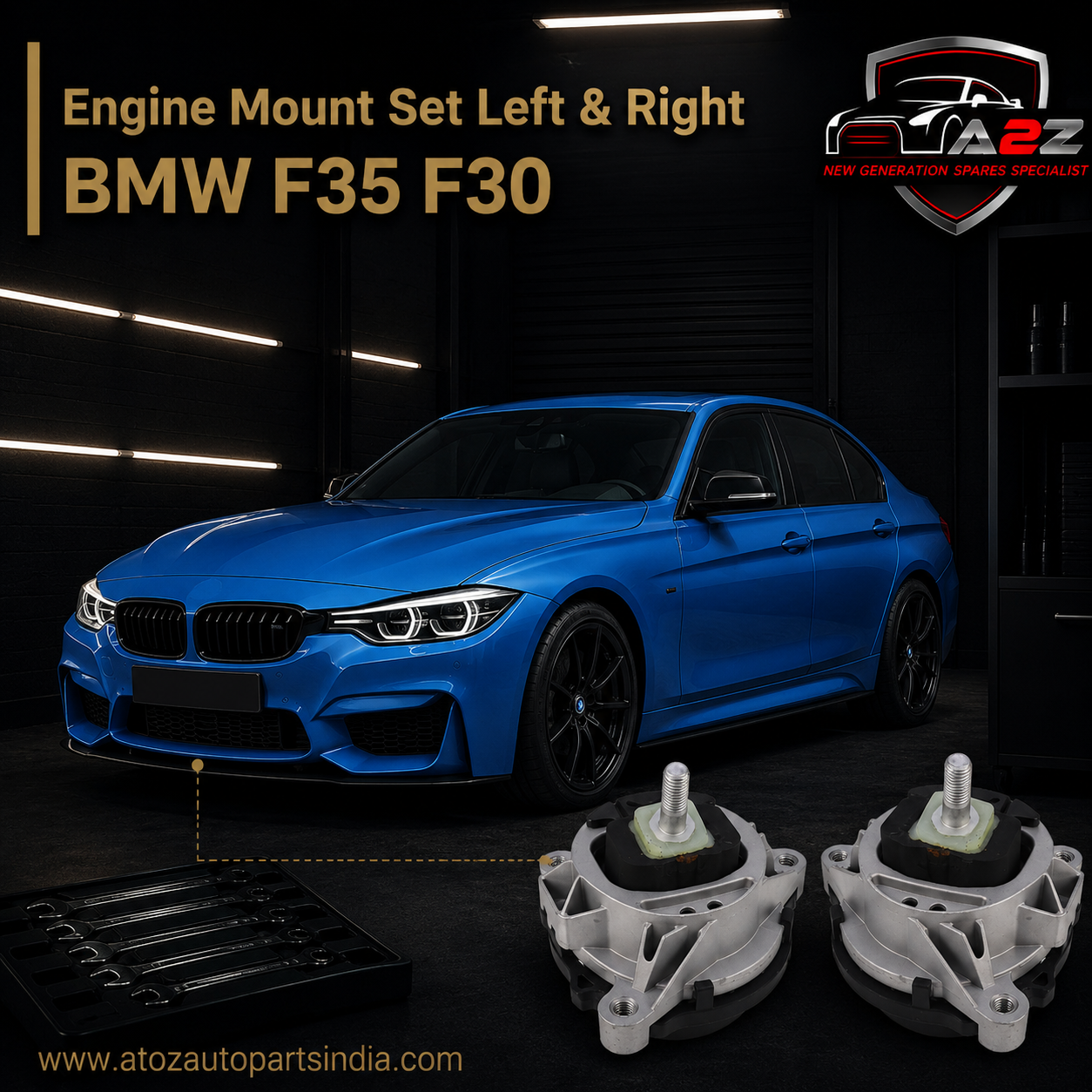 Engine Mount Set Left 22116854251 & Right 22116854252 Compatible With BMW F35 F30